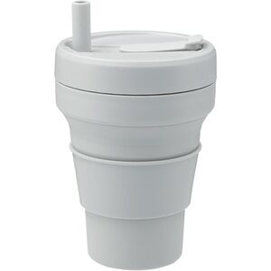 Stojo Grey Collapsible 16oz Leak-Proof Reusable Travel Cup